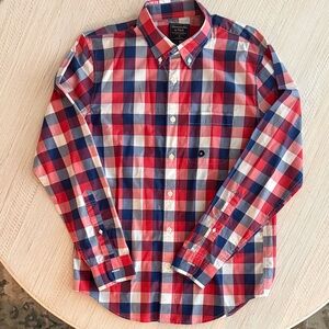 Abercrombie & Fitch Red, Blue & White Plaid Button-Down Shirt, size M